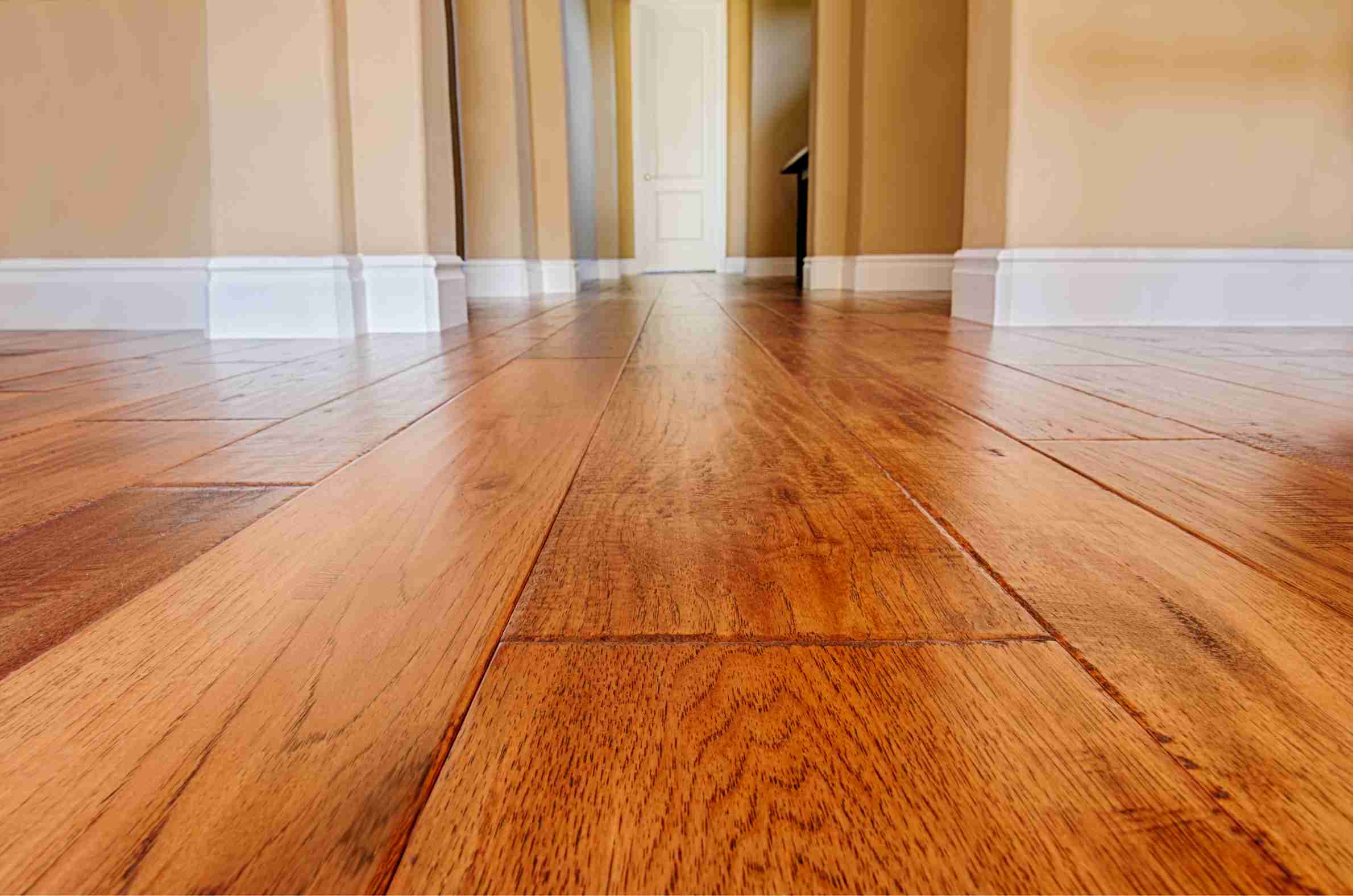 A perfectly installed new hardwood floor